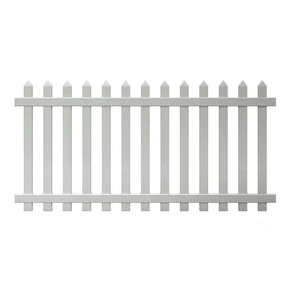 Veranda Glendale 4 ft. H x 8 ft. W White Vinyl Spaced Picket Fence Panel with Pointed Pickets 128004