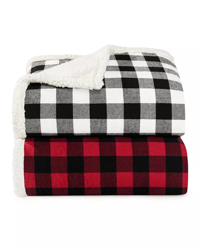 Eddie Bauer Cabin Plaid Cotton Yarn Dyed Flannel Throw Pillow and Blanket Set