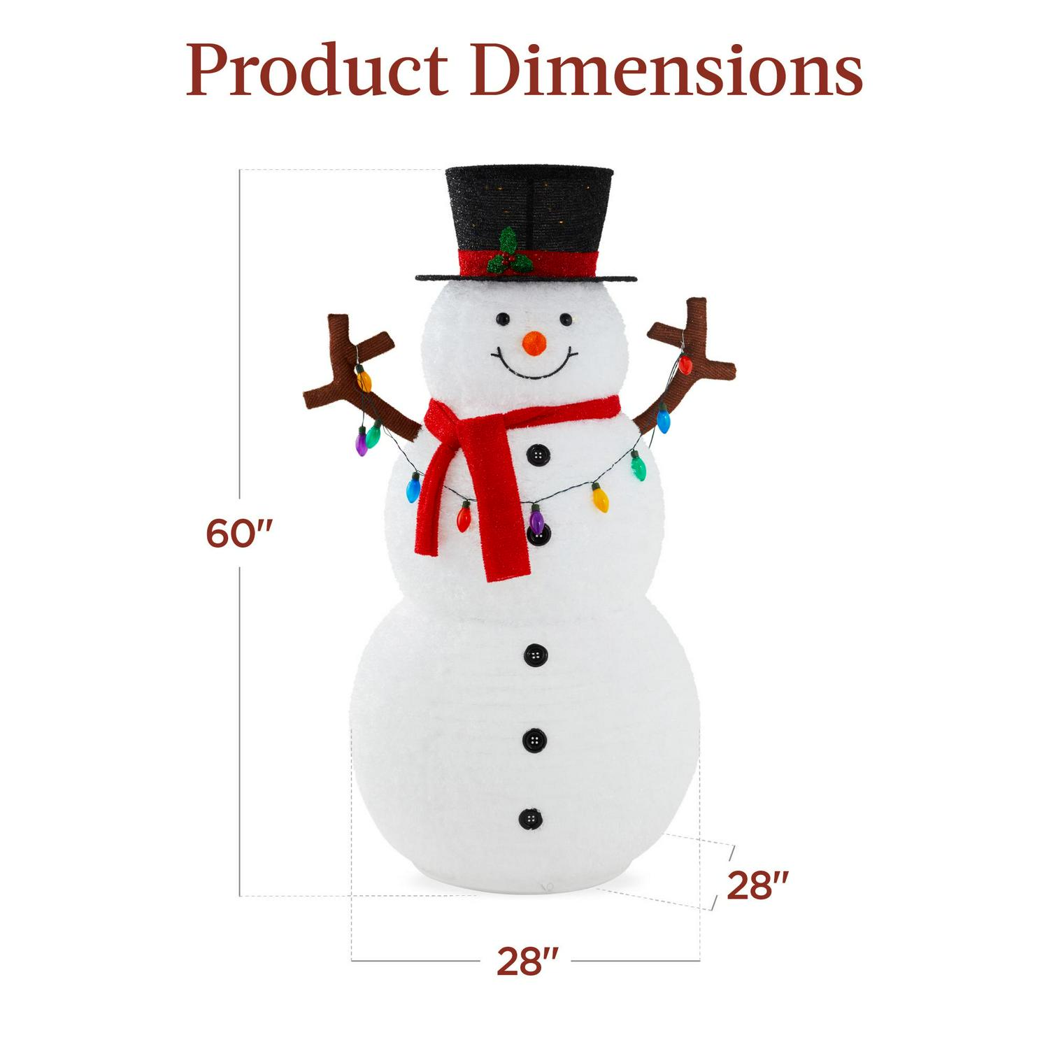 Best Choice Products 5ft Lighted PopUp Snowman Outdoor Christmas Holiday Decoration w