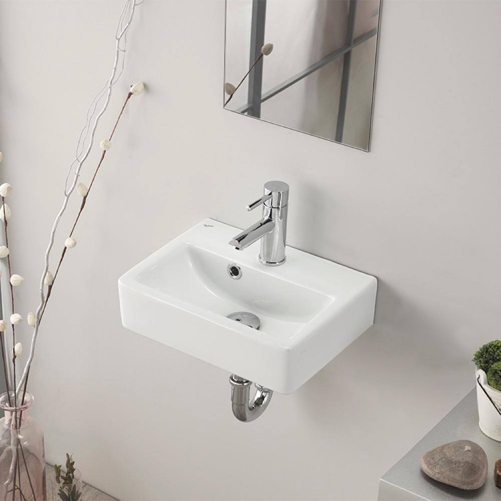 Nameeks Mini Wall Mounted Bathroom Sink in White CeraStyle 001400-U-One Hole