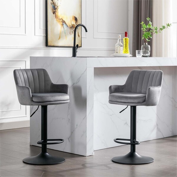 Adjustable Barstools with Back and Footrest（Set of 2）