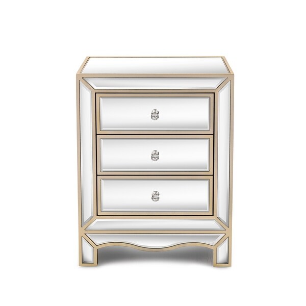 Amarie 3-Drawer Mirrored Nightstand - - 35361180