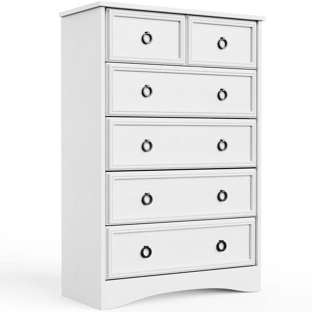 6 Drawer Dresser  Dressers for Bedroom  Tall Chest of Drawers Closet Organizers and Storage Clothes   Easy Pull Handle