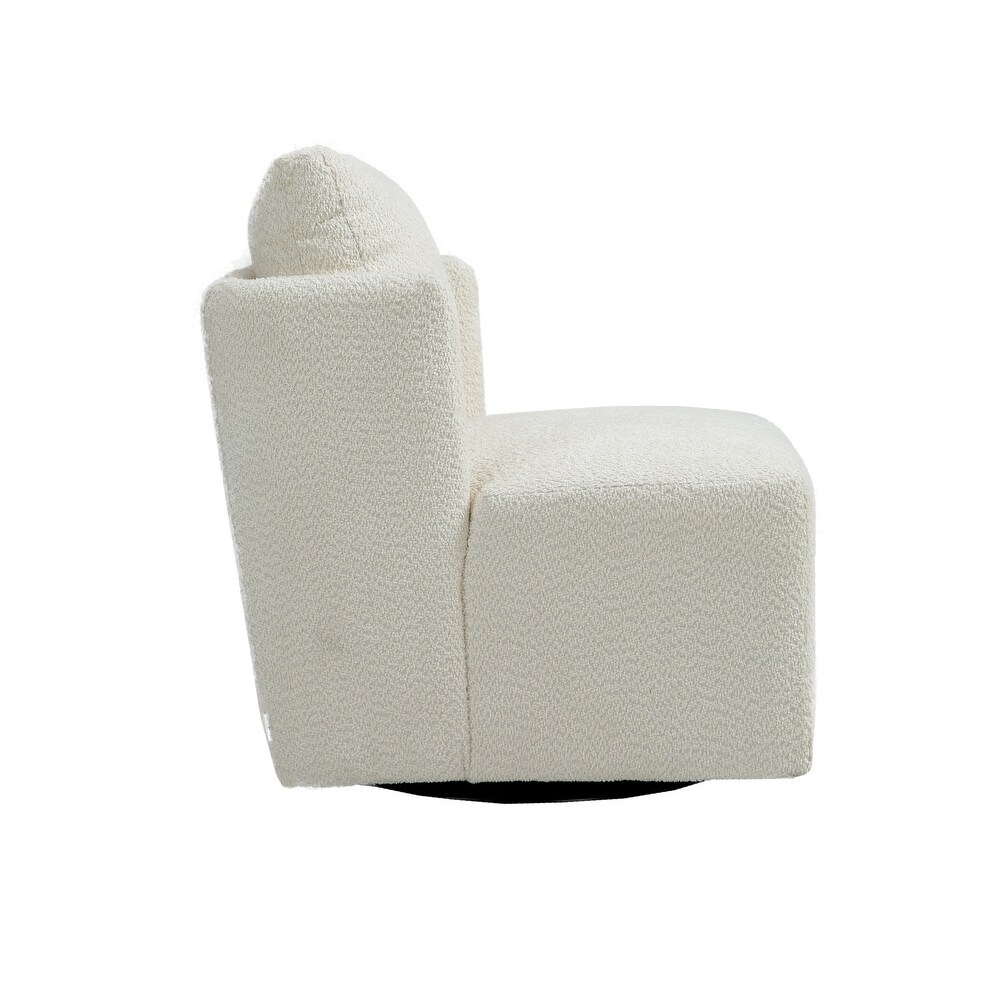 Chenille Upholstered 360 Degree Swivel Barrel Chair For Living Room Bedroom