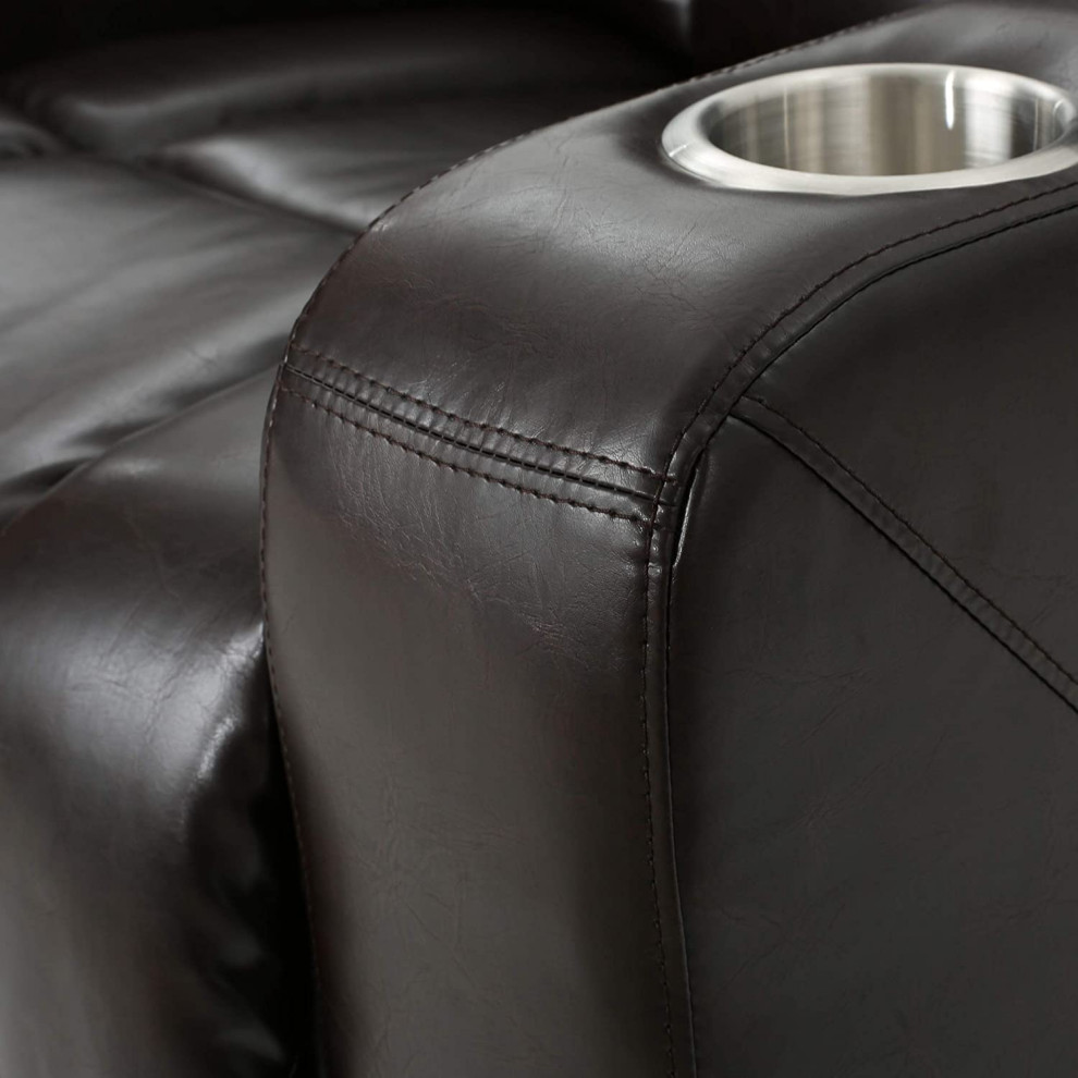 Modern Power Recliner  Faux Leather Seat With Cup Holders and Hidden Storage   Contemporary   Recliner Chairs   by Declusia  Houzz