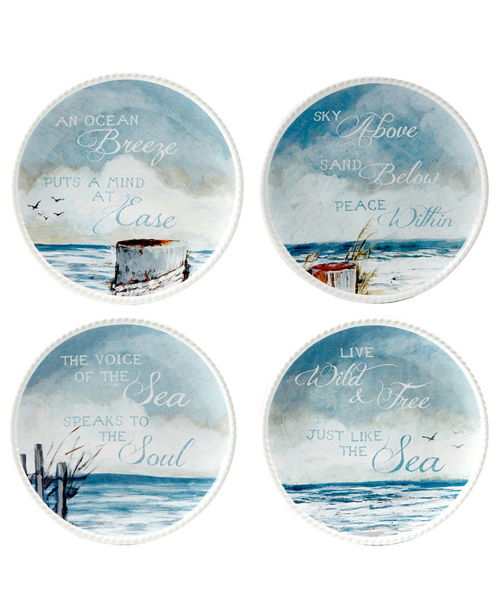 Certified International Shorebirds Canape Plates Set of 4