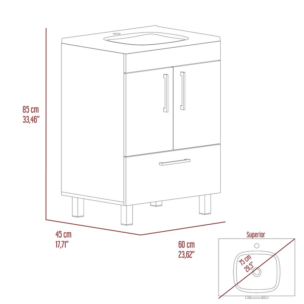 2 Door Rectangle Single Bathroom Vanity