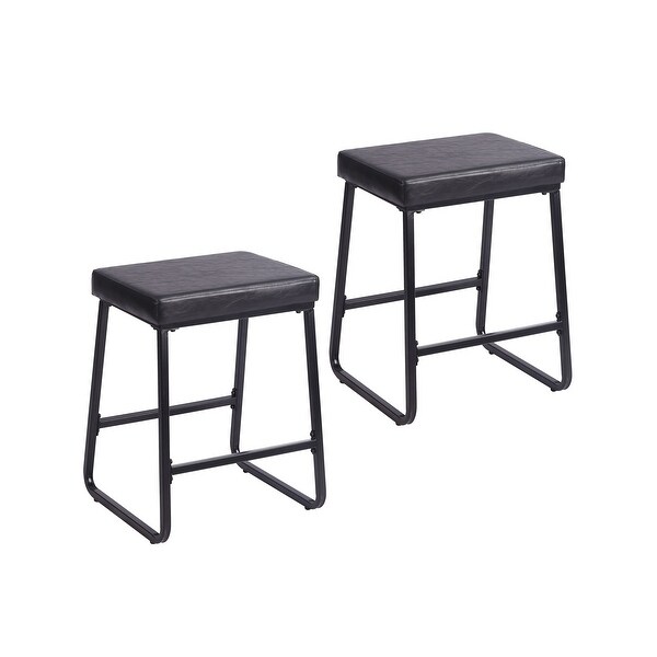 Porthos Home Setia Counter Stools Set of 2， PU Leather， Iron Legs