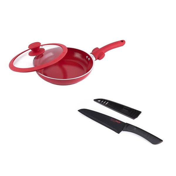 3 Piece Cookware Set-frying pan，lid and knife