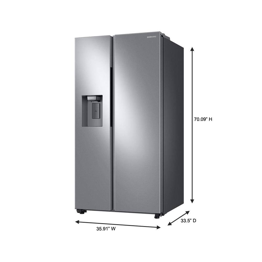  36 in. 27.4 cu. ft. Side by Side Refrigerator in Fingerprint-Resistant Stainless Steel Standard Depth RS27T5200SR