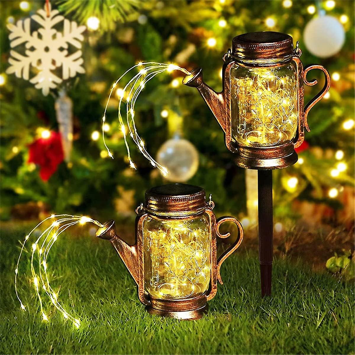 Set Of 2 Solar-powered Mason Jar Hanging Lights With Led String Lights For Patio， Yard， Driveway， Party Decorations， Etc.