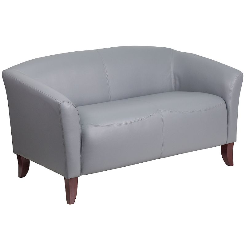 Emma and Oliver Brown LeatherSoft Loveseat with Cherry Wood Feet