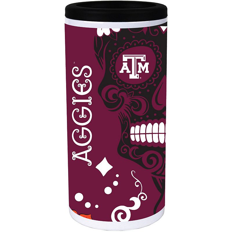 Texas AandM Aggies Dia Stainless Steel 12oz. Slim Can Cooler