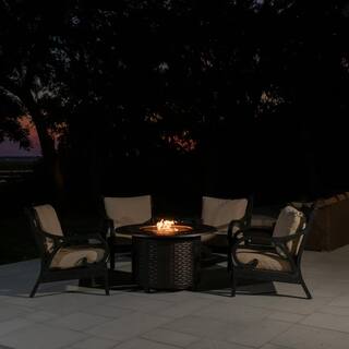 Fire Sense Bellante 44 in. x 24 in. Woven Aluminum LPG Fire Pit in Antique Bronze Bellante 62195