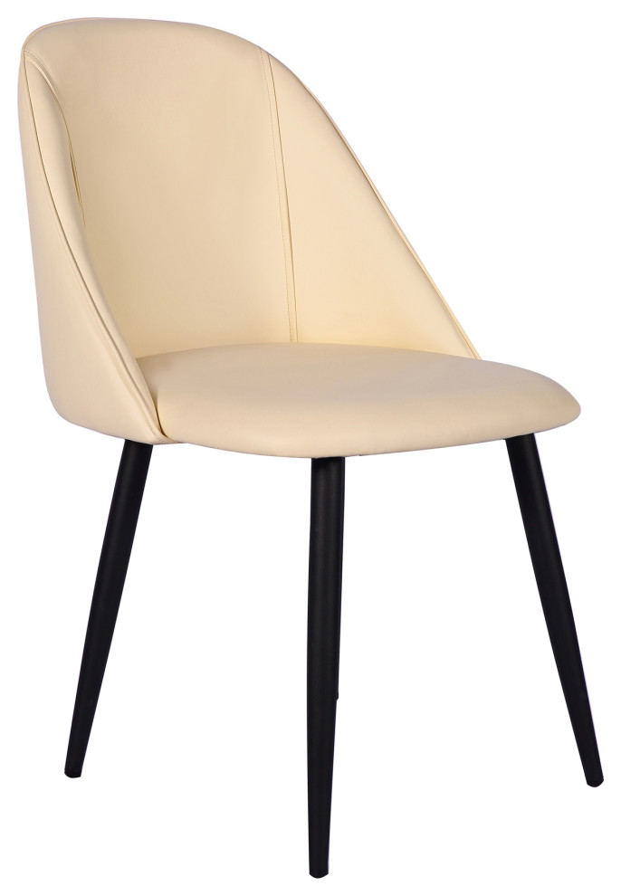 Armless Side Dining Chair Upholstered Dining Room Cream Beige Set of 2   Midcentury   Dining Chairs   by specialty imports  Houzz