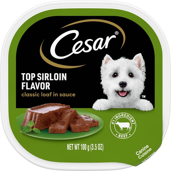 Cesar Classic Loaf in Sauce Top Sirloin Flavor Dog Food Trays