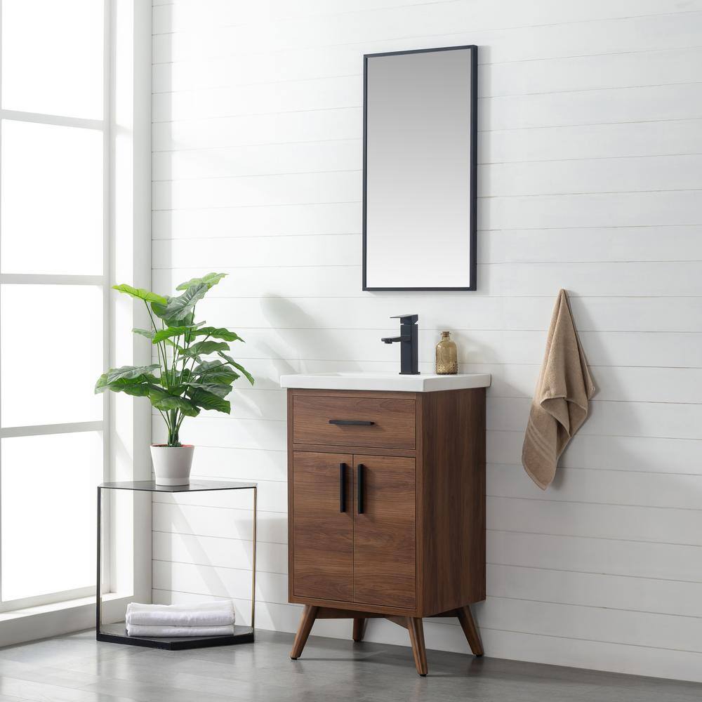 SUDIO Nelson 20.4 in. W x 15.7 in. D x 34 in. H Bath Vanity in Walnut with White Ceramic Top Nelson-20WN