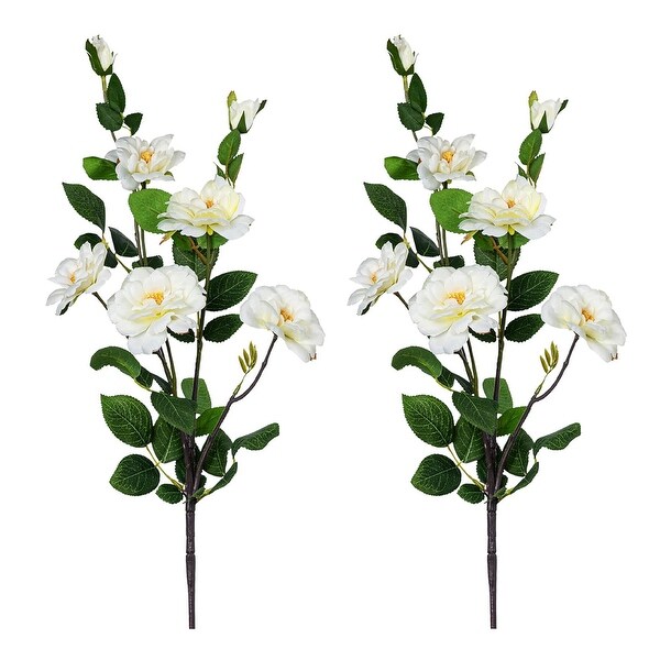 White Silk Decorative Artificial Rose Faux Flowers