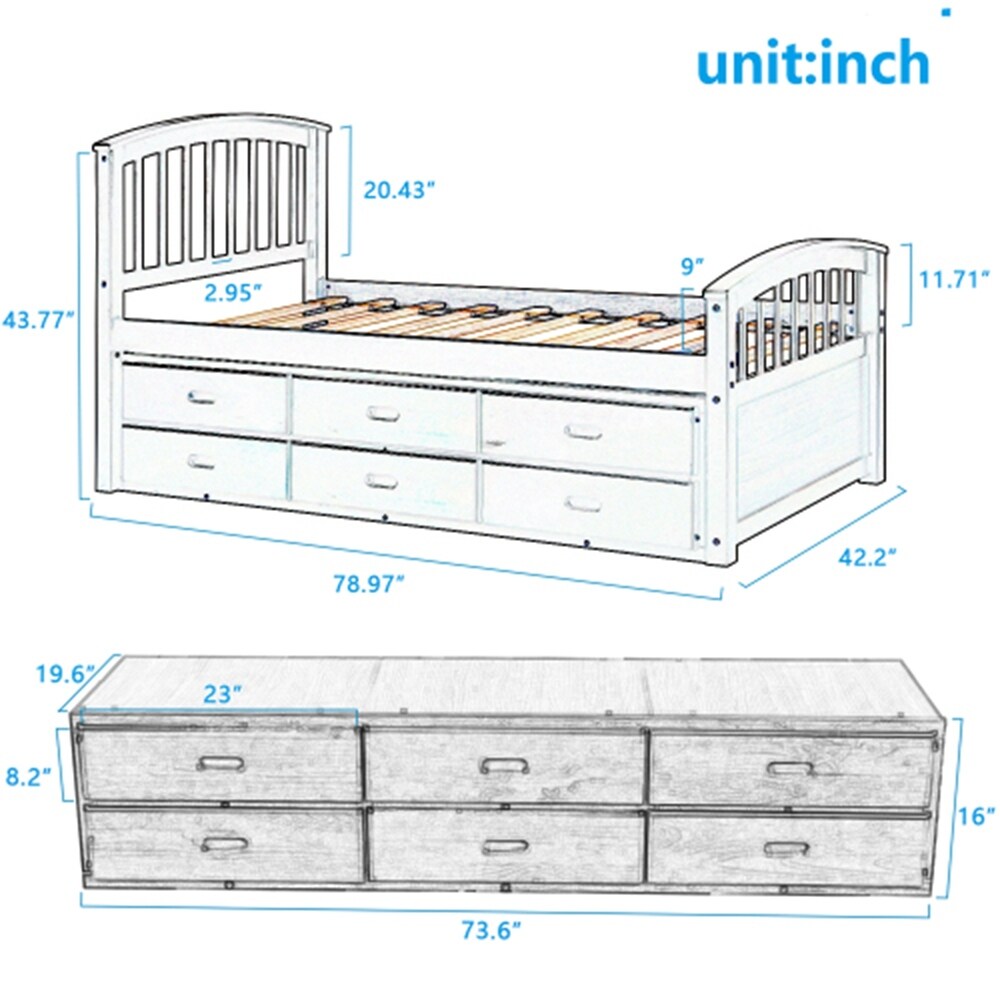 Solid Wood Platform Storage Bed with Drawers