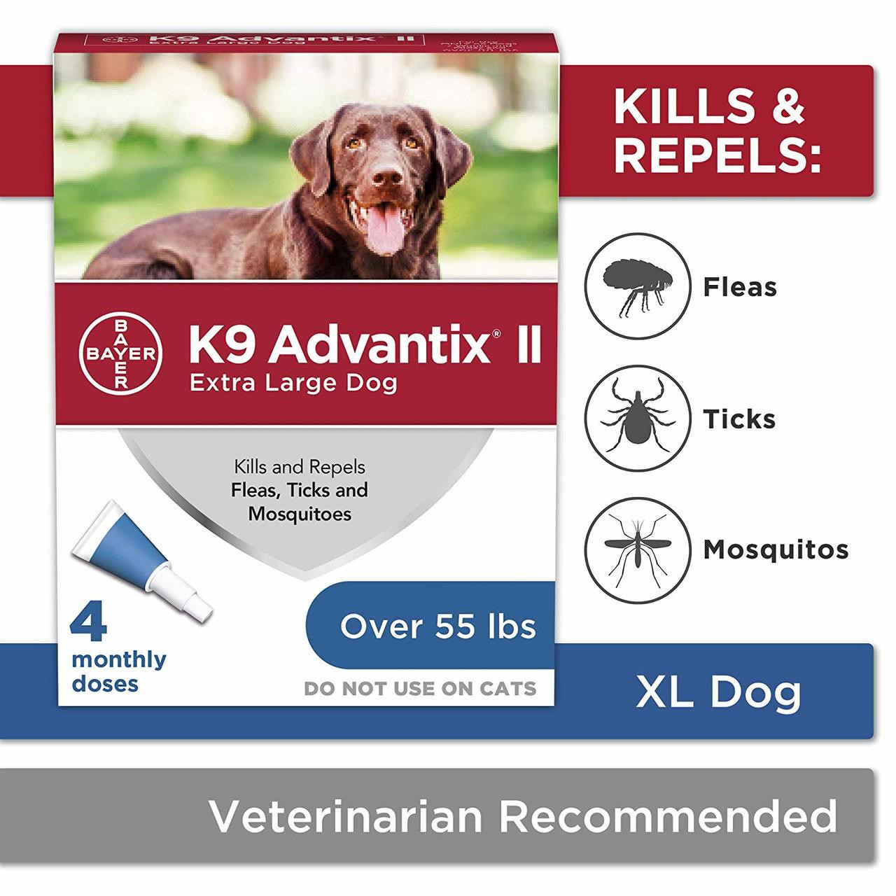 K9 Advantix II Dog Flea and Tick Treatment， Over 55 Lbs.