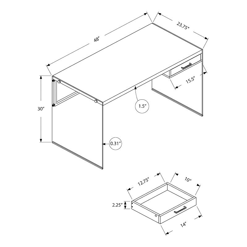 Monarch Modern Glass Sides Computer Desk