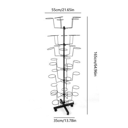 7 Tier Hat Display Retail Hat Rack Rotating Spinner Metal Adjustable Floor Stand Hat Cap Display Retail Rotating Metal Stand Hanger Rack Space Saver 7-Tier Rotating Hat Display Rack Free Standing