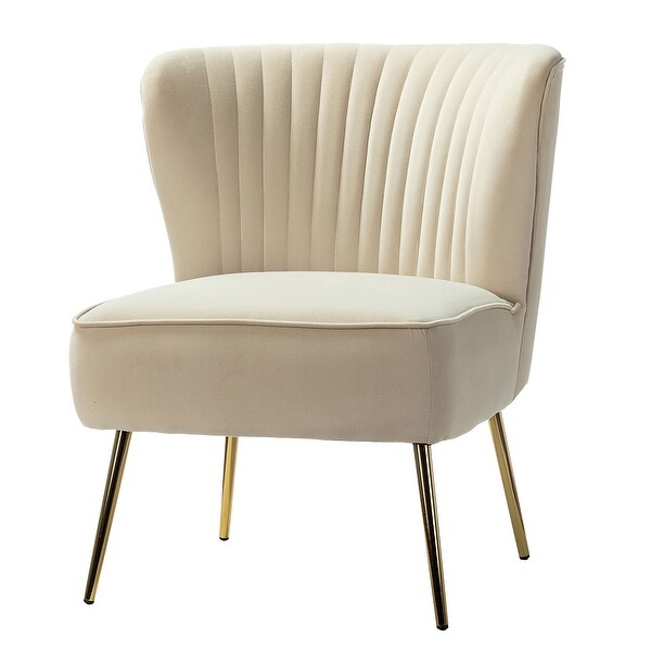 Monica Living Room Armless Accent Comfy Chair with Tufted Back and Metal Legs by HULALA HOME