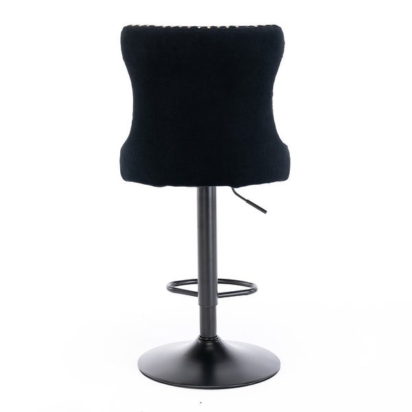 Set of 2 Swivel Velvet Barstools with Backs Comfortable Tufted