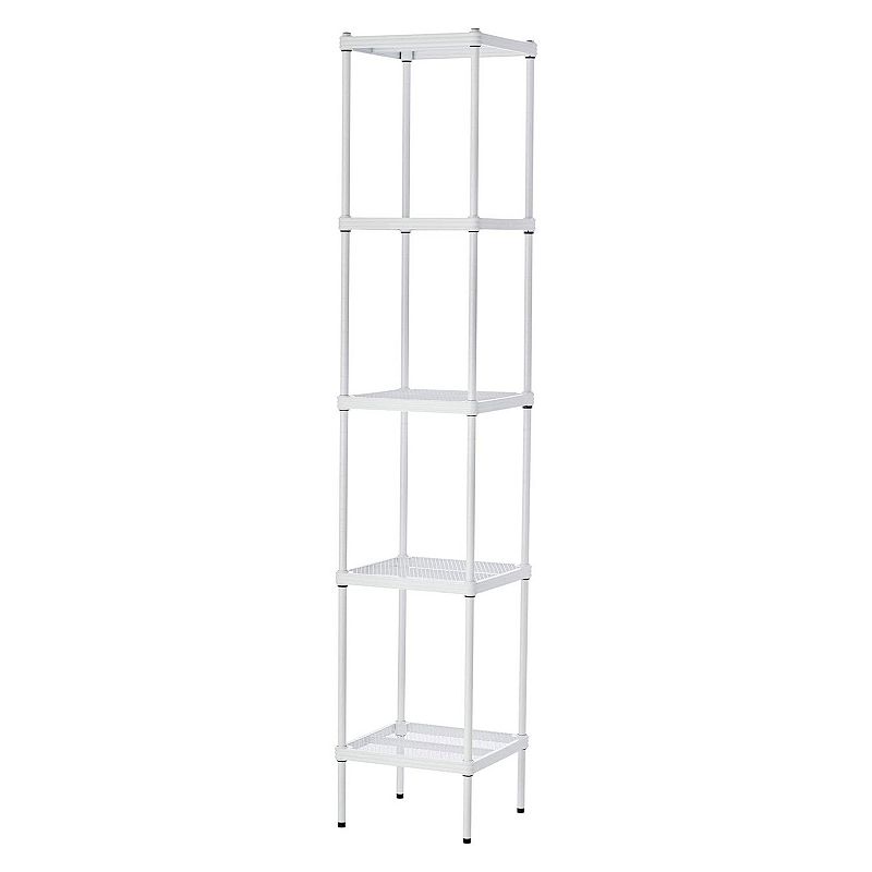 Design Ideas Meshworks 5 Tier Tower Metal Storage Shelving Unit Rack， White