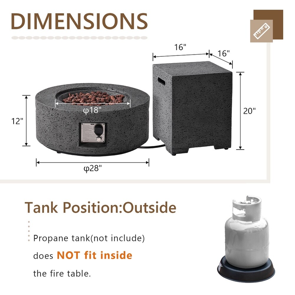 COSIEST 2 Piece Outdoor Round Firepit with Tank Cover Table   28\