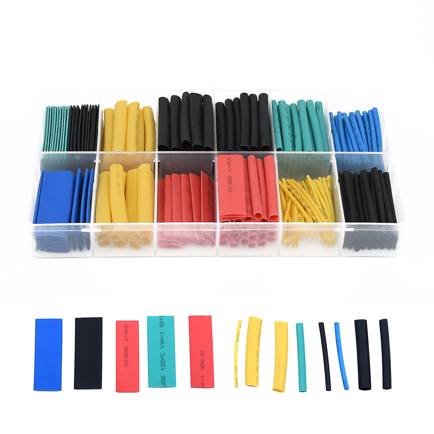 280pcs/set Cable Heat Shrink Tubing Sleeve Wire Wrap Tube 2:1 Assortment Kit With Plastic Storage Box 1/2/3/4/5/6/8/10mm