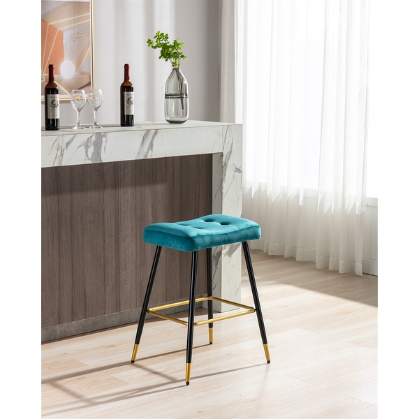 Vintage Counter Height Upholstered BarStools with Polyester Fabric Upholstery and Metal Frame