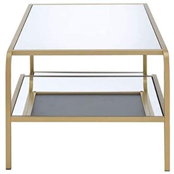 Coffee Table Glass End Table Side Table Living Room in Gold and Mirror