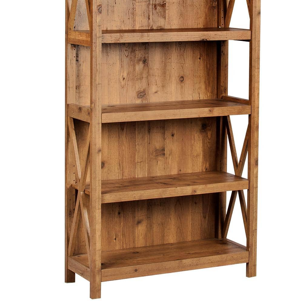 SAINT BIRCH Houston 71 in. Rustic Brown 5-Shelf Standard Bookcase SBAS3102BKRB