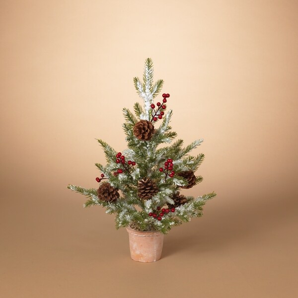 Elegant 22 inch Potted Pine Tree with Berries and Pinecones