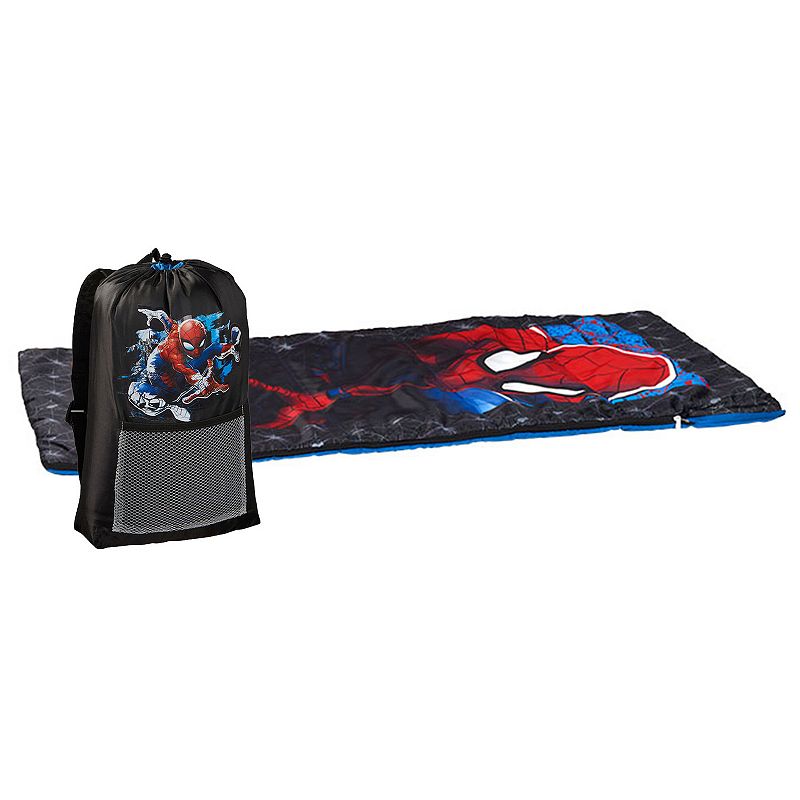 Exxel Marvel Spiderman Youth Sized Camping Set with Sleeping Bag and Backpack