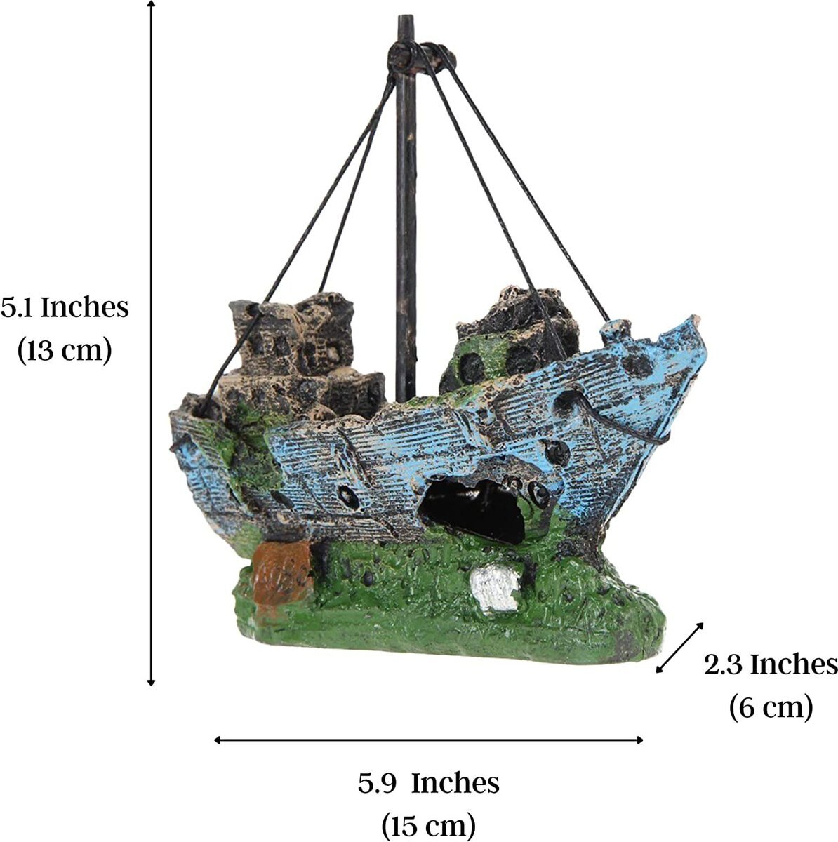 SunGrow Betta Shipwreck Fish Aquarium Décor