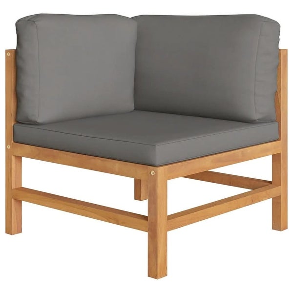 3-Seater Patio Sofa with Gray Cushions Solid Teak Wood - Overstock - 36041803