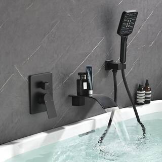 Boyel Living Wall Mount Single-Handle 3-Spray Tub and Shower Faucet with Handheld Shower Head in Matte Black (Valve Included) BL-33016B