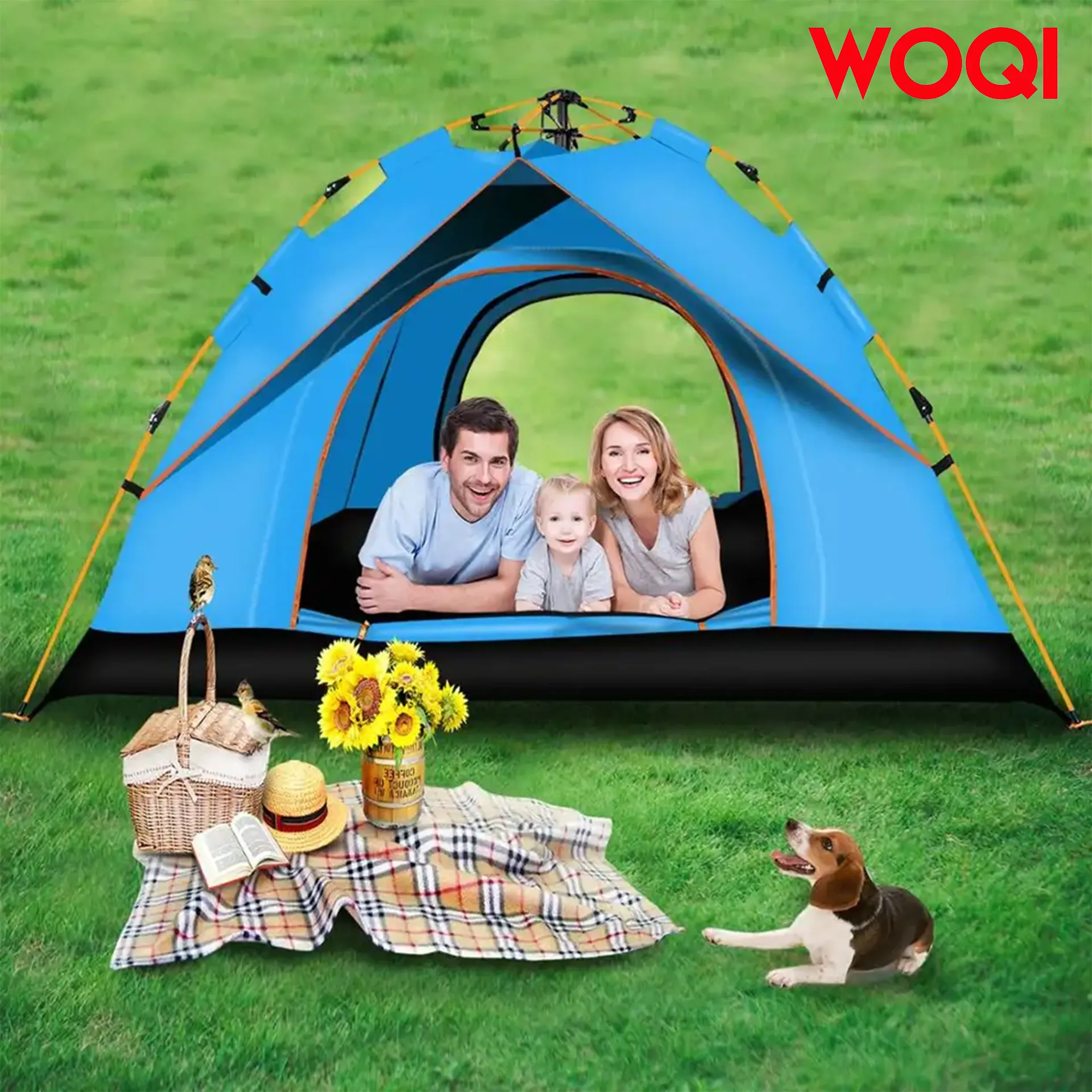 Woqi Portable Outdoor Anti UV Waterproof Instant Pop Up Automatic Instant Tent for Camping Hiking Beach Fishing Picnic Travel