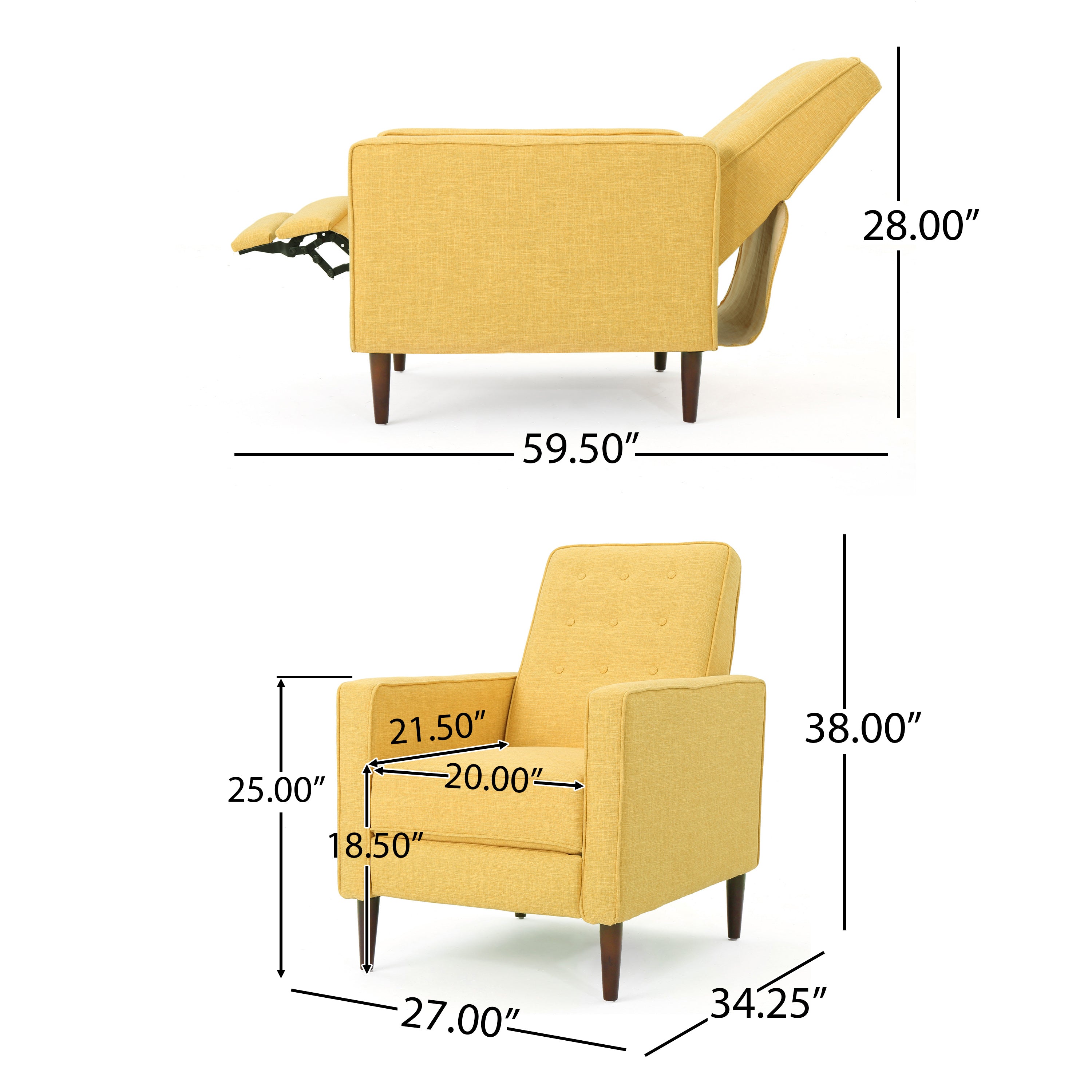 Mason Mid-Century Modern Tufted Back Fabric Recliner (set of 2)