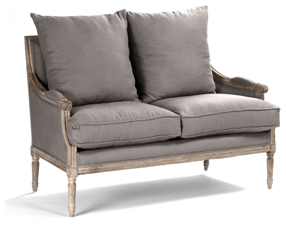 Louis Settee  Gray Linen   French Country   Loveseats   by Zentique  Inc.  Houzz