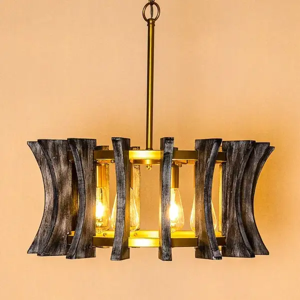 Antique Grey/ Gold Wooden 4-Light Porch Chandelier Shopping - The Best Deals on Chandeliers