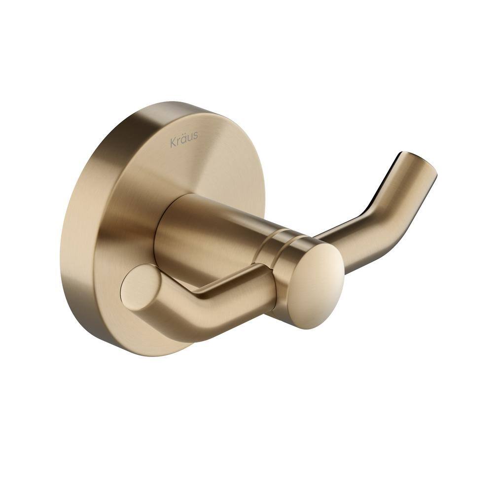 KRAUS Elie Bathroom Robe and Towel Double Hook in Brushed Gold KEA-18802BG