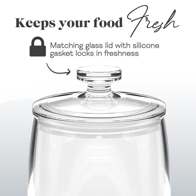 Amici Home Arlo Collection Glass Canister Cookie Jar Food Safe Push Top Lid And Plastic Gasket