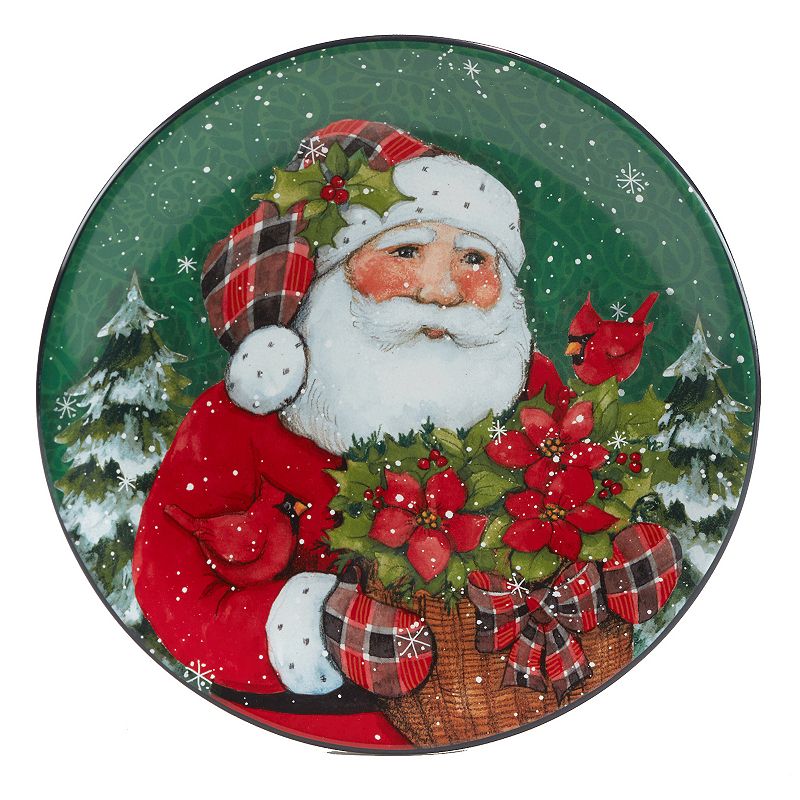 Certified International Christmas Lodge Santa 4-pc. Dessert Plate Set