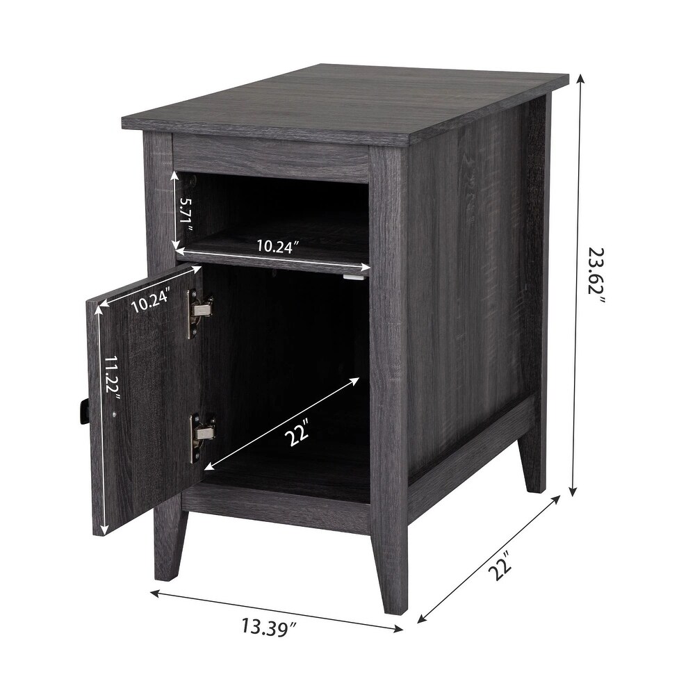 Nightstand with one door storage cabinet and open shelf