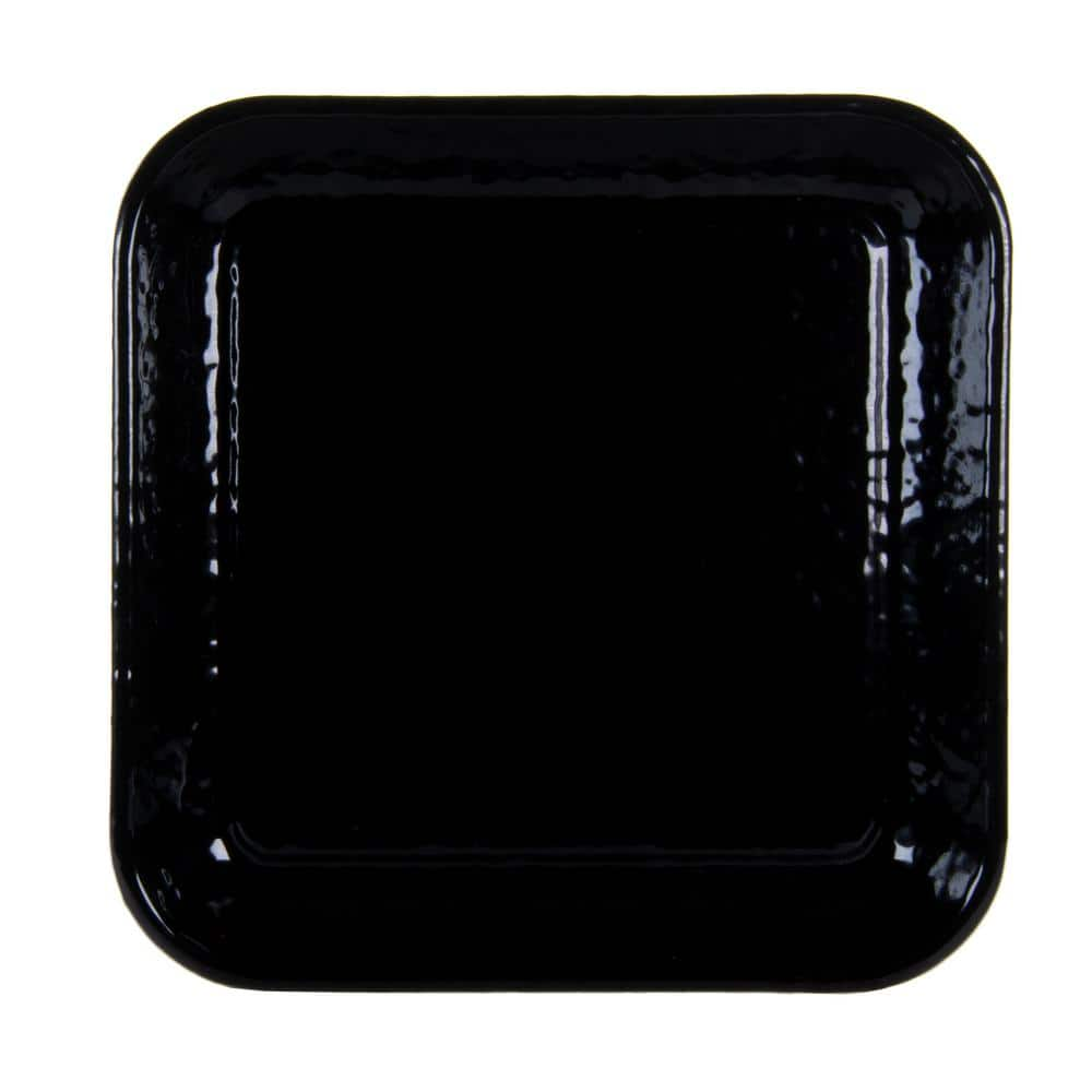 Golden Rabbit 10.5 in. Solid Black Enamelware Square Plates (Set of 2) BK09S2