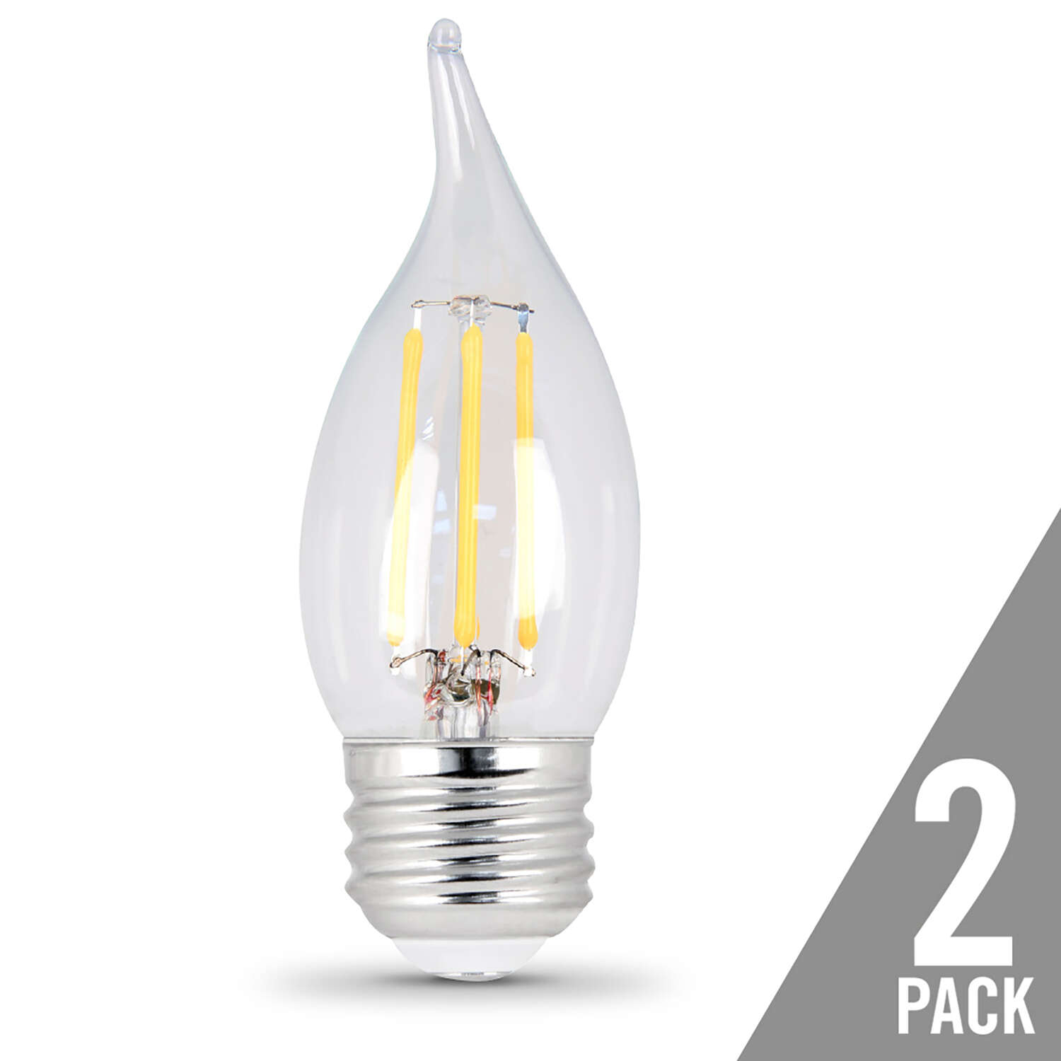 Feit CA10 E26 (Medium) LED Bulb Soft White 25 Watt Equivalence 2 pk