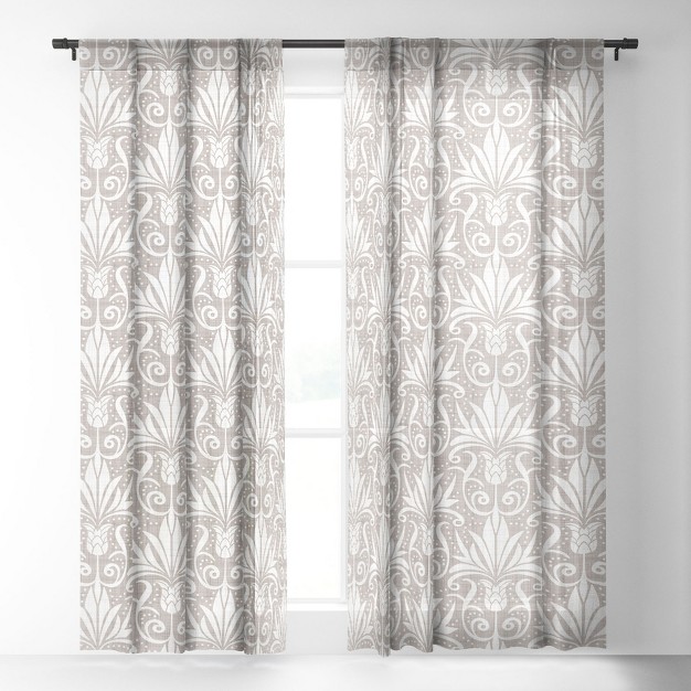 Heather Dutton Delancy Taupe Single Panel Sheer Window Curtain Deny Designs